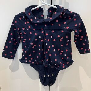 Baby gap Navy Blue Apple Peter Pan collar bodysuit 6-12m
